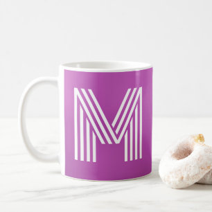 Monogram Initial Bold Violet Purple and White  Coffee Mug