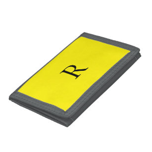 Monogram Initial Bright Colour Yellow Men's Gift Trifold Wallet