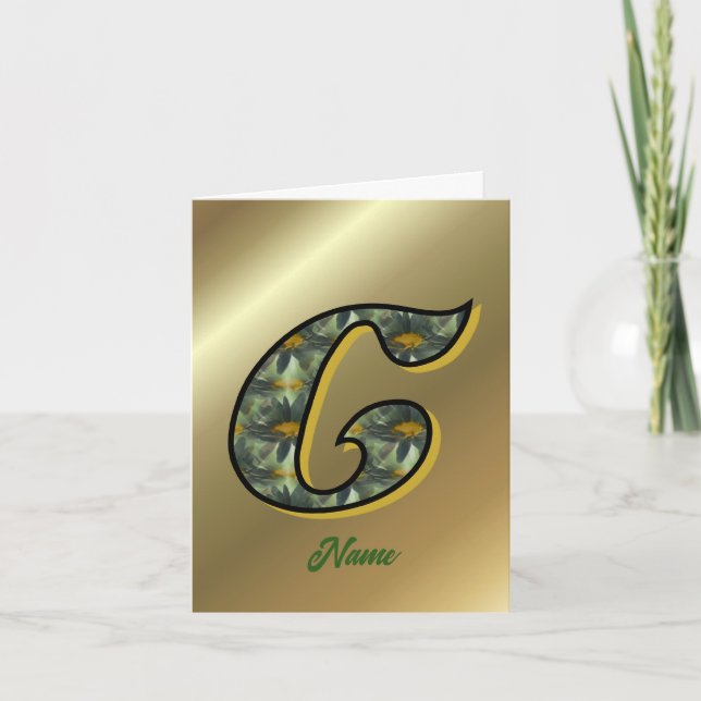Monogram Initial C Daisies Art Personalized Note Card (Front)