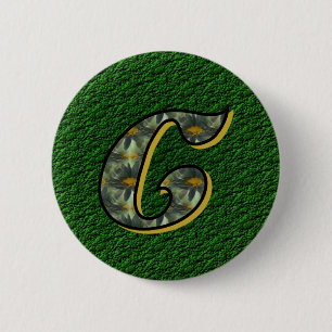 Monogram Initial C Daisies Flower Art 2 Inch Round Button