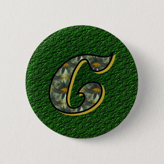 Monogram Initial C Daisies Flower Art 2 Inch Round Button (Front)