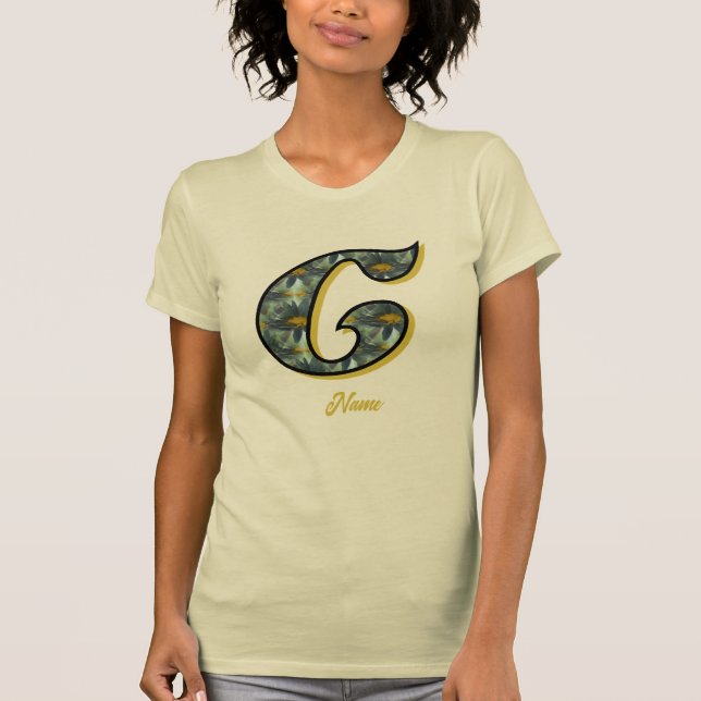 Monogram Initial C Daisy Flower Art Personalized T-Shirt (Front)