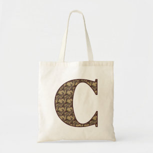 Monogram Initial C Elegant Vintage Floral Tote Bag