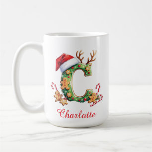 Monogram initial c ginger men merry Christmas Coffee Mug