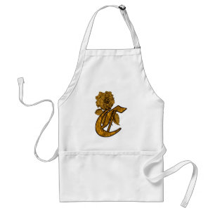 Monogram Initial C Gold Peony Apron
