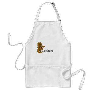Monogram Initial C Gold Peony Personalized Standard Apron