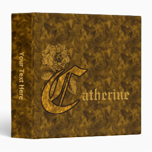 Monogram Initial C Gold Satin Peony Personalized Binder