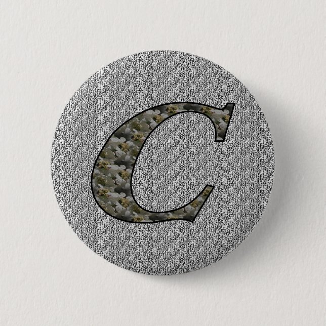 Monogram Initial C Hydrangea Flowers 2 Inch Round Button (Front)