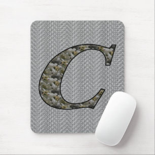 Monogram Initial C Hydrangea Flowers Mouse Pad