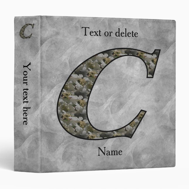 Monogram Initial C Hydrangea Flowers Personalized Binder (Front/Spine)