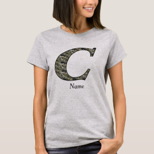 Monogram Initial C Hydrangea Flowers Personalized T-Shirt