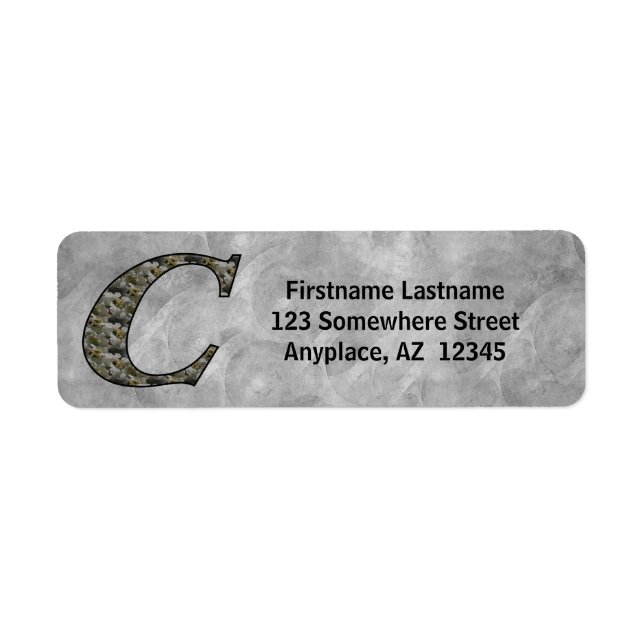 Monogram Initial C Hydrangea Return Address  (Front)