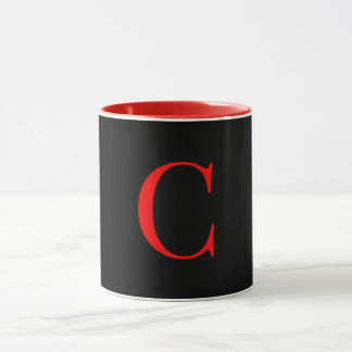 Monogram Initial C Red Inside Black Outside  Mug
