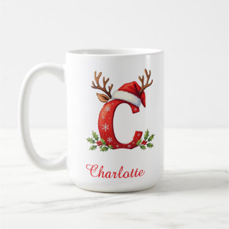 Monogram initial c snowflakes merry Christmas Coffee Mug