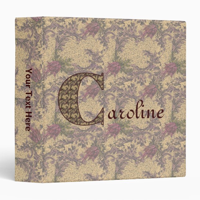 Monogram Initial C Vintage Floral Personalized  Binder (Front/Spine)