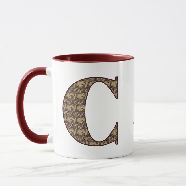 Monogram Initial C Vintage Floral Personalized Mug (Left)