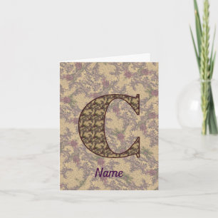Monogram Initial C Vintage Floral Personalized Note Card