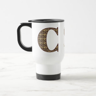 Monogram Initial C Vintage Floral Personalized Travel Mug