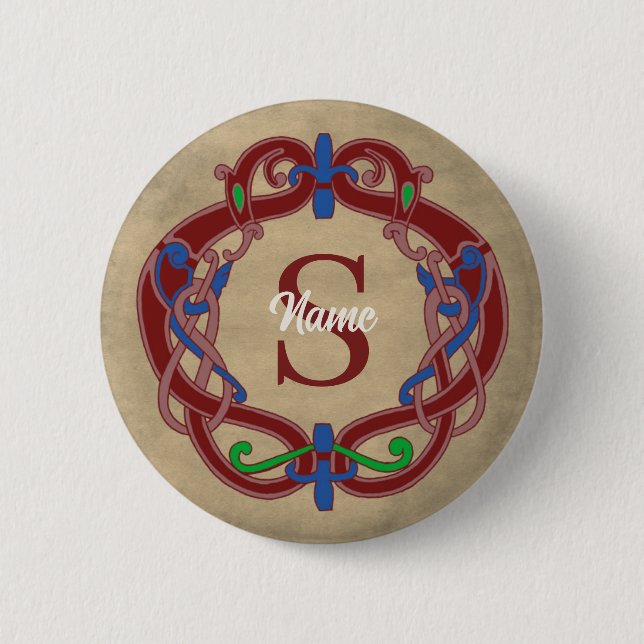 Monogram Initial Celtic Design Personalized 2 Inch Round Button (Front)