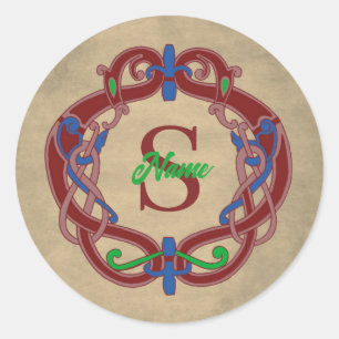 Monogram Initial Celtic Design Personalized Classic Round Sticker
