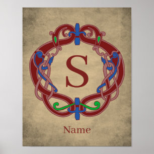 Monogram Initial Celtic Design Personalized Poster
