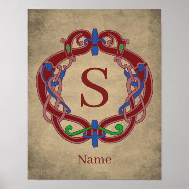 Monogram Initial Celtic Design Personalized Poster (Front)