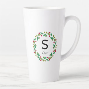 Monogram initial - Christmas  Latte Mug
