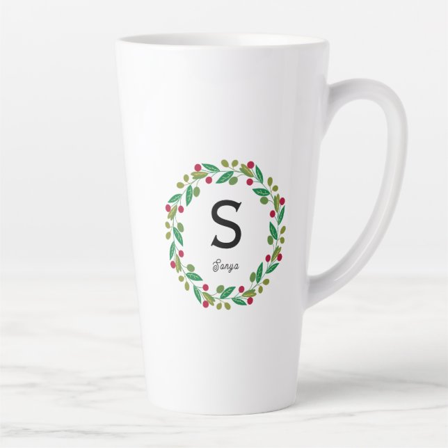 Monogram initial - Christmas  Latte Mug (Right)