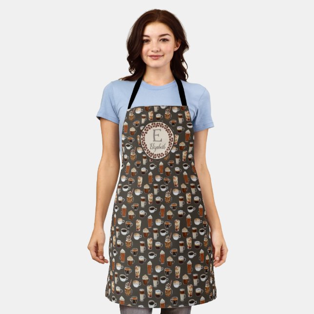 Monogram Initial Coffee Lover Apron (Worn)
