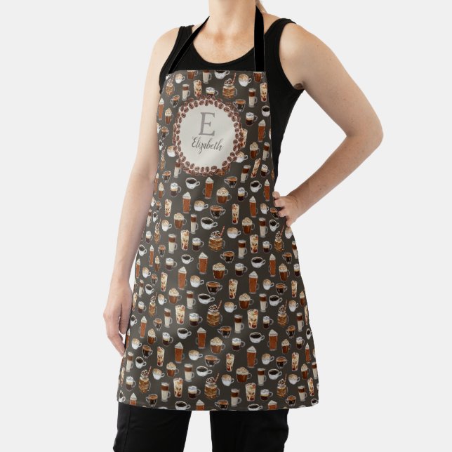Monogram Initial Coffee Lover Apron (Insitu)