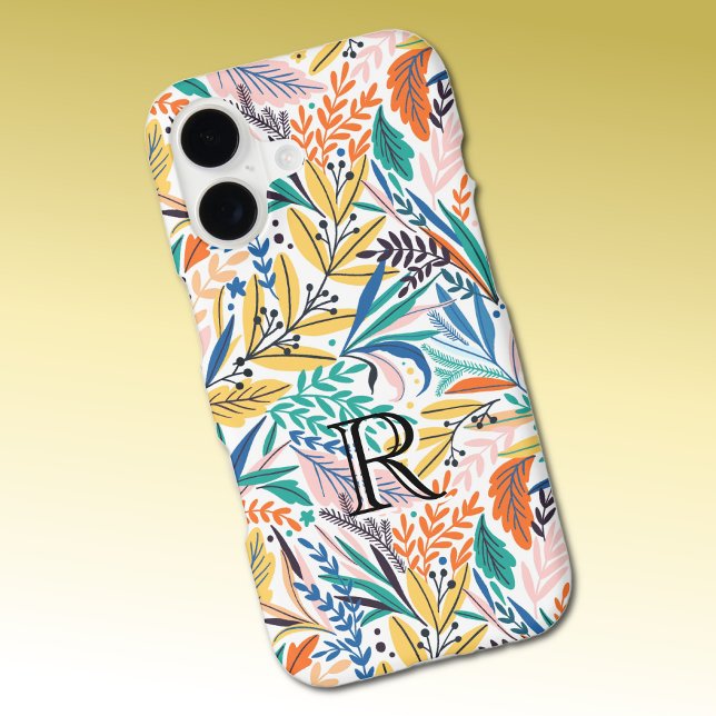 Monogram Initial Colorful Botanical Pattern (Créateur téléchargé)