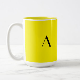 Monogram Initial Colourful Bright Yellow Cool Gift Two-Tone Coffee Mug
