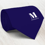 Monogram Initial Crest Personalized Navy Blue Tie<br><div class="desc">Stand out from the crowd with this unique modern monogram initial name personalized crest navy blue design.  Minimalist and understated,  ideal for the man or woman who has everything!</div>