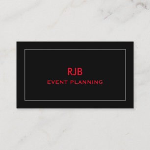 Monogram Initial Custom Name Black Grey Red Simple Business Card