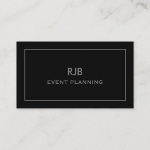 Monogram Initial Custom Name Black Grey Simple Business Card