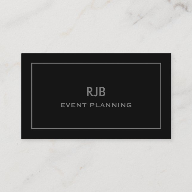 Monogram Initial Custom Name Black Grey Simple Business Card (Front)