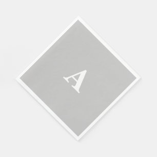 Monogram Initial Custom Name Grey Grey White Cute Napkin