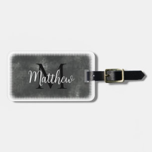 Monogram Initial Custom Name Grey Watercolor Luggage Tag