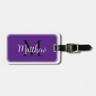 Monogram Initial  Custom Name Purple Luggage Tag