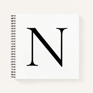 Monogram Initial Customized  White Black Notebook