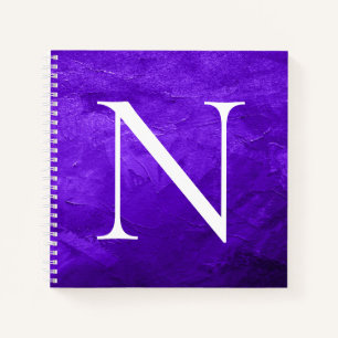 Monogram Initial Customized  White Purple Notebook