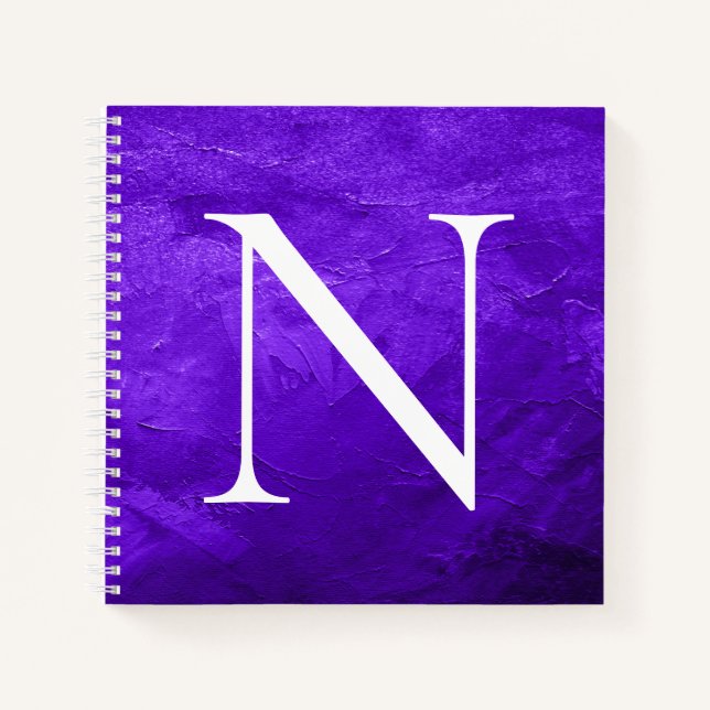 Monogram Initial Customized  White Purple Notebook (Front)