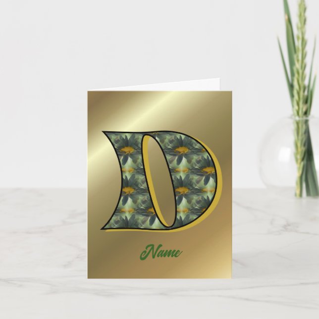 Monogram Initial D Daisies Art Personalized Note Card (Front)