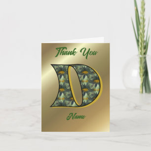 Monogram Initial D Daisies Art Personalized Thank You Card