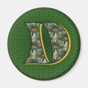 Monogram Initial D Daisies Flower Art Magnet