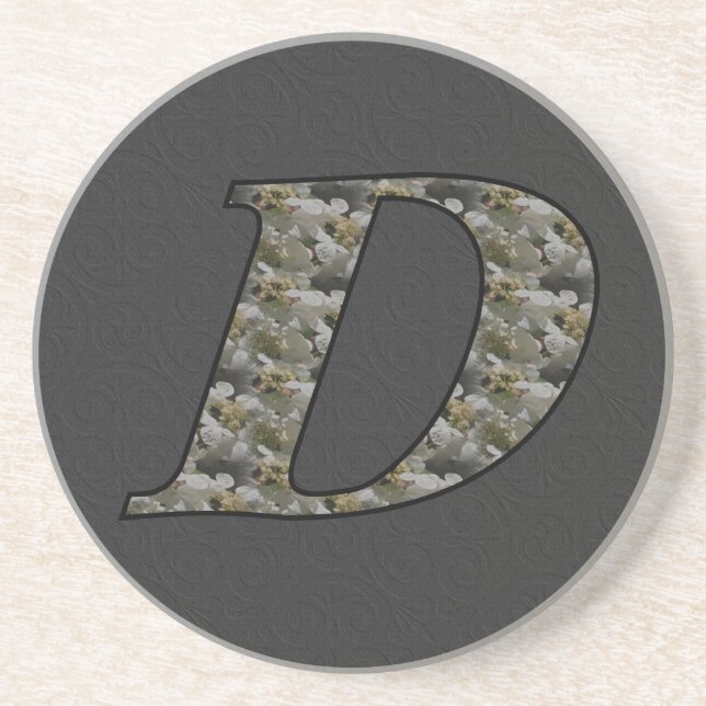 Monogram Initial D Hydrangea Flowers Coaster (Front)