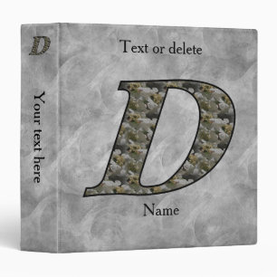 Monogram Initial D Hydrangea Flowers Personalized Binder