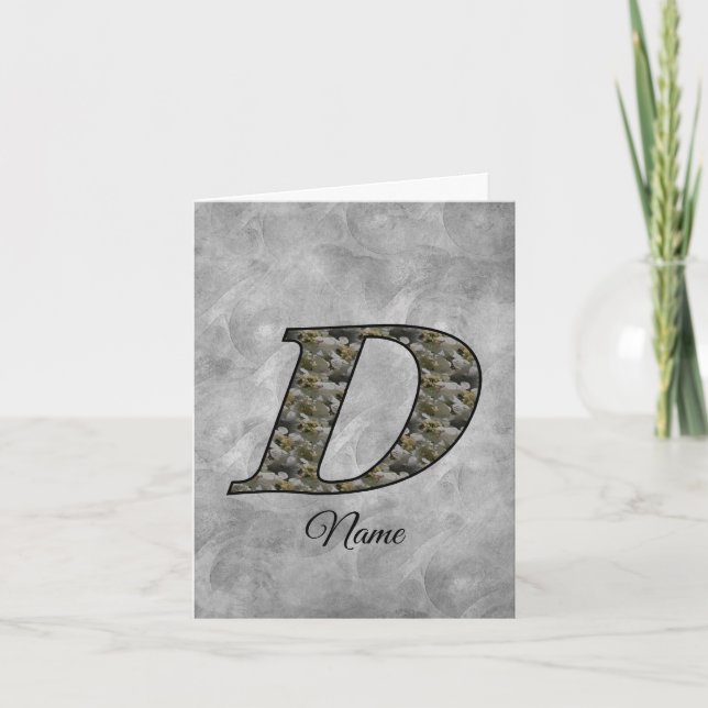 Monogram Initial D Hydrangea Flowers Personalized Note Card (Front)