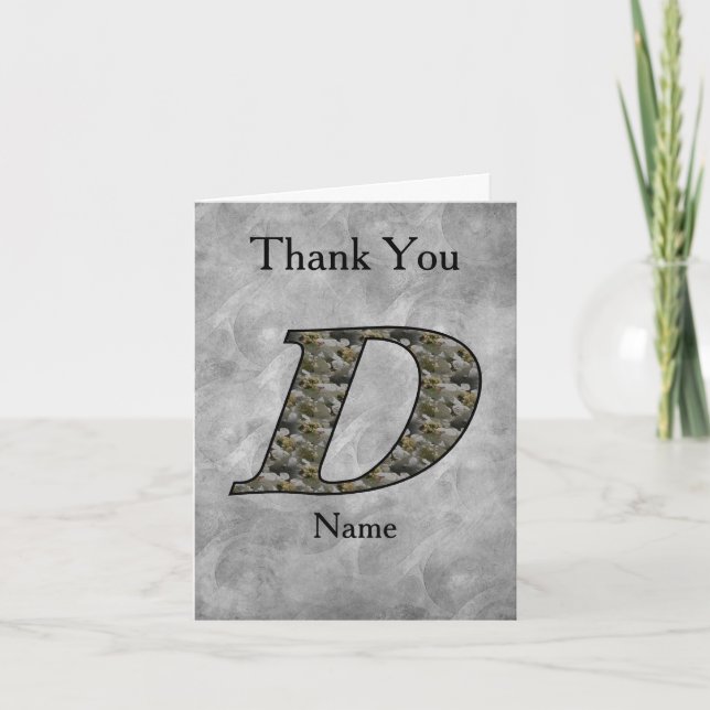 Monogram Initial D Hydrangea Flowers Personalized Thank You Card (Front)