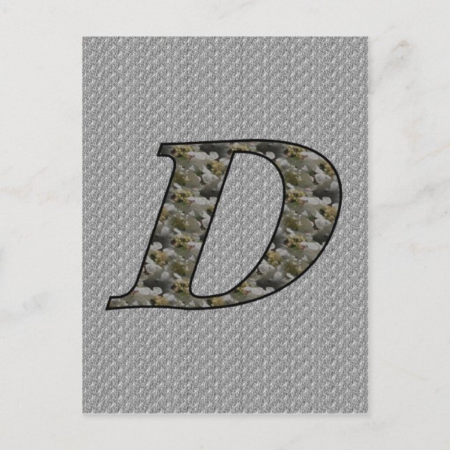 Monogram Initial D Hydrangea Flowers Postcard (Front)